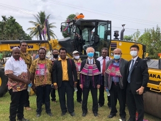 Mr. Kull, First Assistant Secretary (second left of the front line), Mr. Kapi, Regional Works Manager of North Region (third left of the front line) and Amb. Watanabe